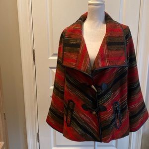 Tribal leather trim wool jacket/blazer